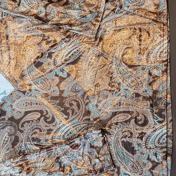 Pamela McCoy 3/4 Sleeve Metallic Brown Paisley Top L - Picture 5 of 5